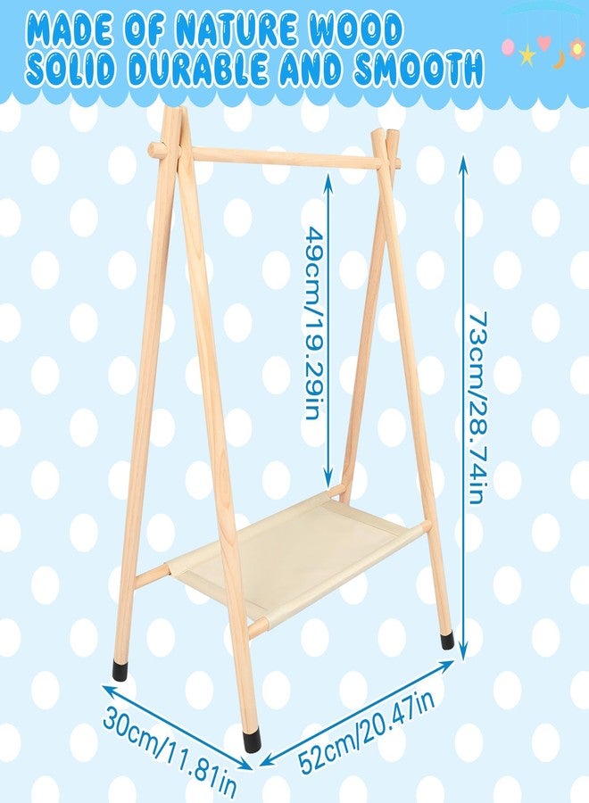 كويكاي رف ملابس الأطفال من كويكاي، مناسب لحفلات استقبال المولود الجديد، رف خشبي لتلبيس الأطفال الصغار مع رف تخزين لملابس الأطفال الصغار والحيوانات الأليفة والكلاب الصغيرة وخزانة ملابس الأطفال (ارتفاع 28.7 بوصة، لون طبيعي). - Image 2